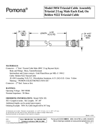 Thumbnail of document Data Sheet - 5054 Triax (M), 2 Lug On 50 Ohm Belden 9222 Triaxial